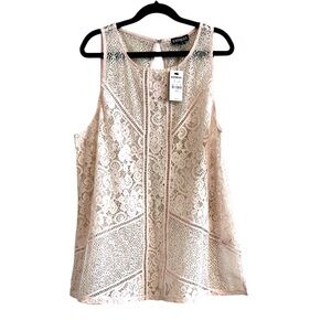 Express Pink Sleeveless Lace Tank Top Size Medium New